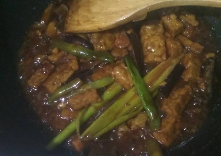 Tumis tempe telur terong buncis kecap manis