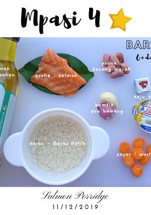 Foto resep Mpasi 6+ day9 bubur salmon