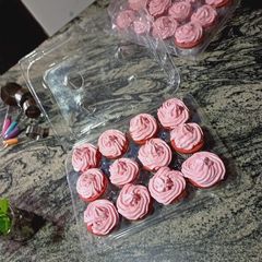 Red velvet meringue cupcakes A picture of Red velvet meringue cupcakes.