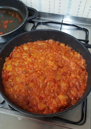 Una foto de Patatas fritas al pisto