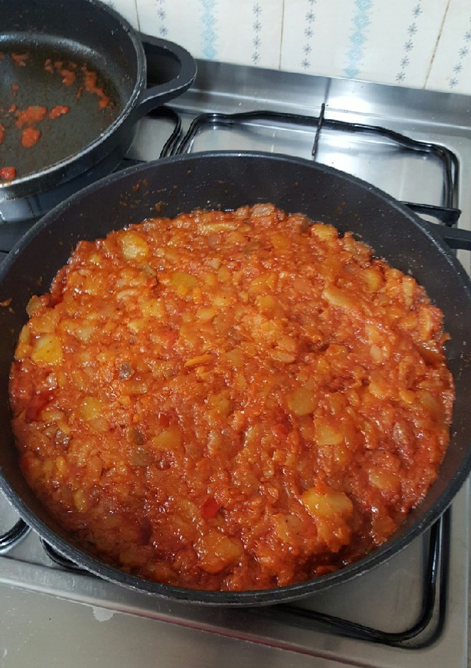 Una foto de Patatas fritas al pisto