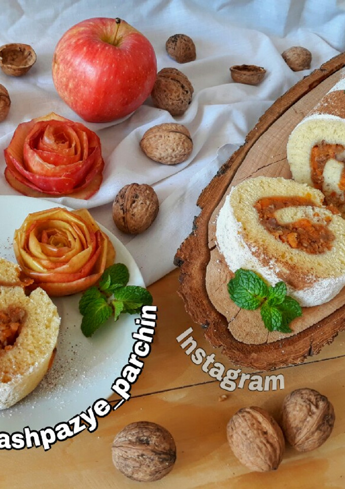 عکسی از دستور رولت سیب بدون فر 🌸