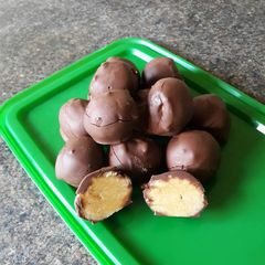 A picture of Chocolate peanut butter balls - Gluten free.