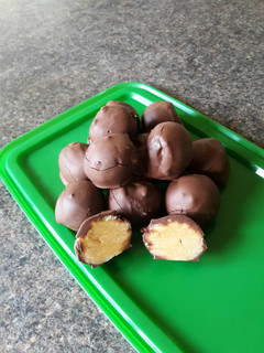 A picture of Chocolate peanut butter balls - Gluten free.