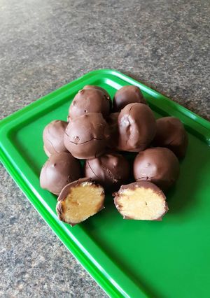 A picture of Chocolate peanut butter balls - Gluten free.