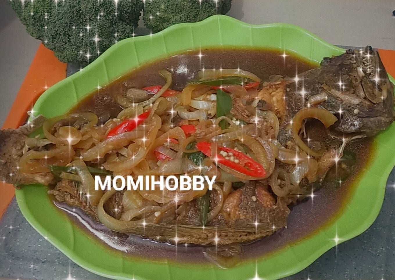 Ikan sebelah asem manis bombay cabe