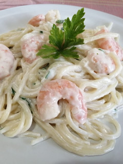 Una foto de Spaghetti con camarones