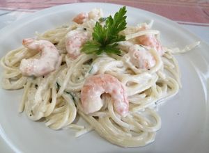 Una foto de Spaghetti con camarones