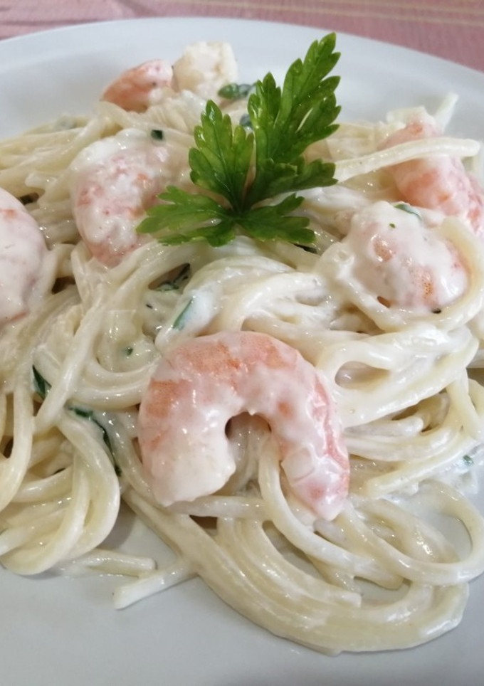Una foto de Spaghetti con camarones