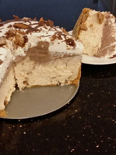 A picture of Peanut Butter Layered Mousse Torte.