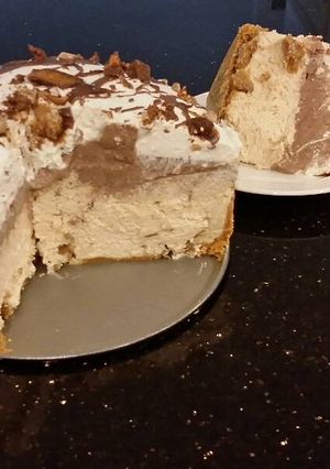 A picture of Peanut Butter Layered Mousse Torte.