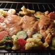 Baked Italian chicken breast with roasted veggies