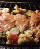 Baked Italian chicken breast with roasted veggies