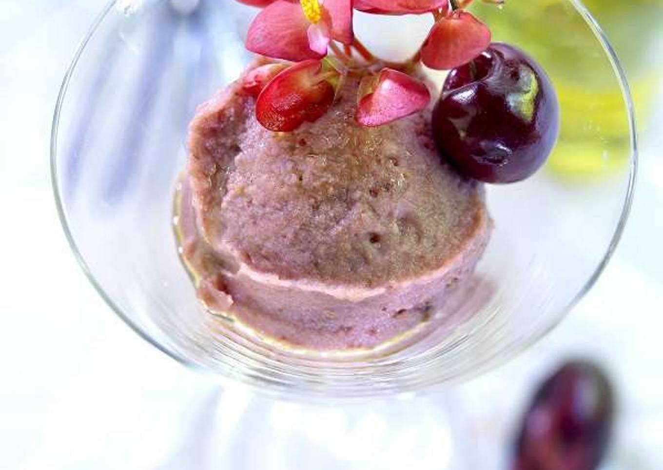 Cherry and olive oil ice cream