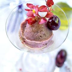 A picture of Cherry and olive oil ice cream.
