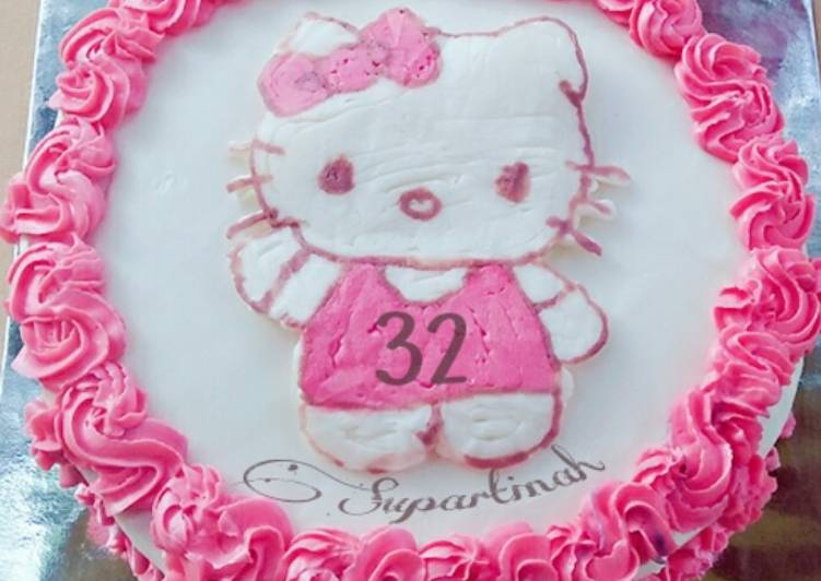 Kue Ulang Tahun Hello Kitty #tips melicinkan kue butter cream