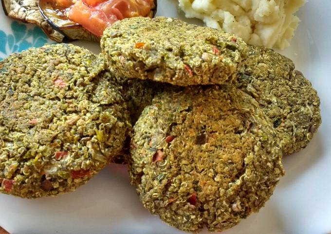 Hamburguesas de quinoa, lentejas y espinacas (veganas) ? Receta de Sabrina  Rodas- Cookpad