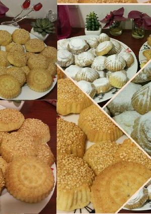 صورة لوصفة معمول بالسميد والطحين وبحشوة الفستق الحلبي والتمر