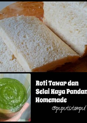 Foto resep Roti Tawar (tanpa telur) dan Selai Kaya Pandan Homemade