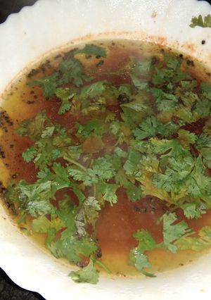 A picture of Tomato Rasam (Soup).