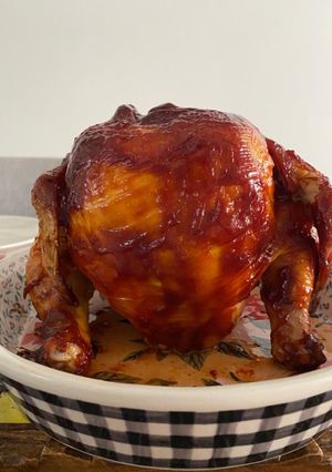 Una foto de Pollo sentado barbacue al horno
