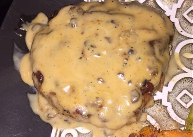 Steps to Make Super Quick Homemade Baked Pork Chops with Creamy Mushroom Sauce