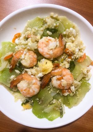 Foto resep Tumis labu udang orak arik