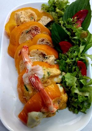 รูปของ พริกหวานไข่ตุ๋นไก่สับกุ้งสด