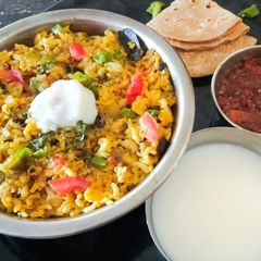 A picture of Ayurvedic detox satvik healthy vegetable masala khichdi.