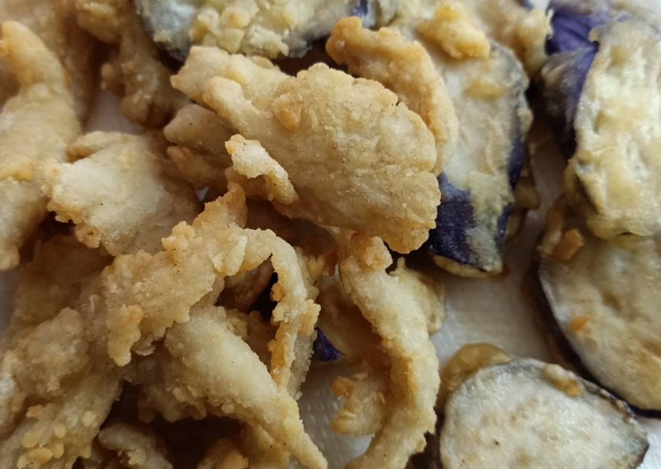Jamur dan terong goreng tepung crispy