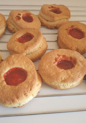 A picture of Shortbread Cookies With Jam Filling#BakingForKids.