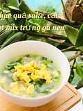 Ăn dặm- cháo quả sake, cải ngọt mix trứng gà non