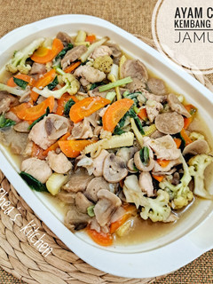 Foto resep Ayam Cah Kembang Kol Jamur