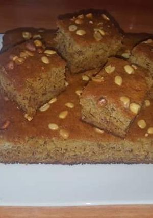 A picture of Banana Sponge Cake with nuts #myspecialeastercontest.