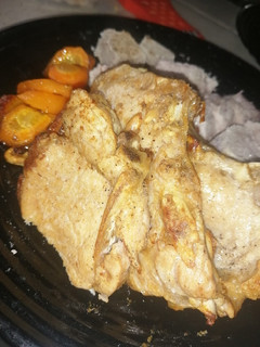 A picture of Tender and juicy porkchops.