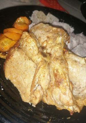 A picture of Tender and juicy porkchops.