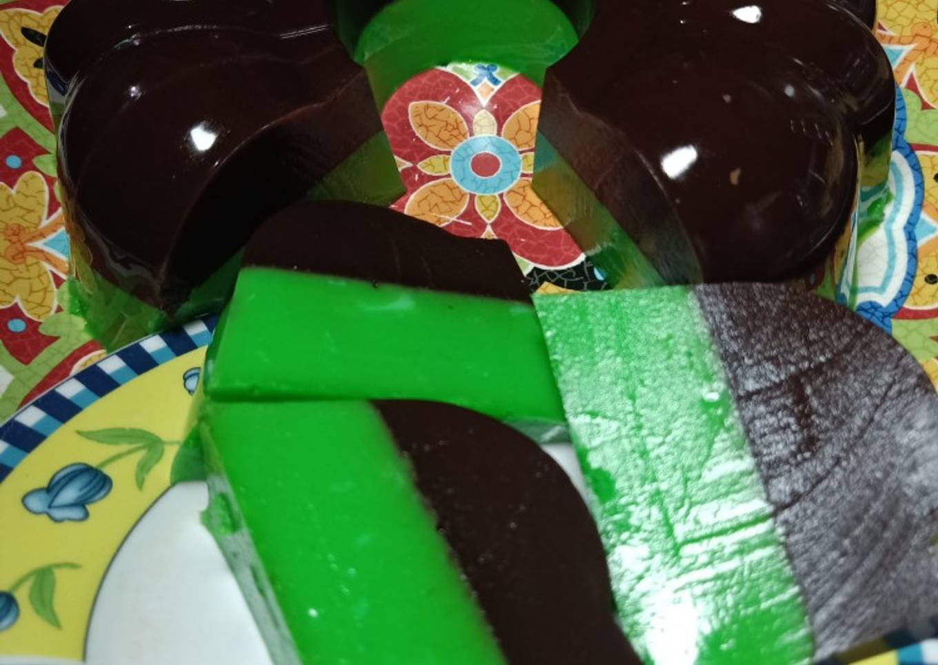 Puding coklat pandan