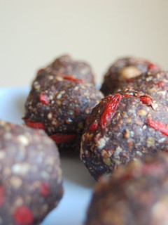 A picture of On-the-goji mocha truffles.