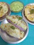 Layered Farali Handvo / Kand Potato Handvo with Paneer Stuffing