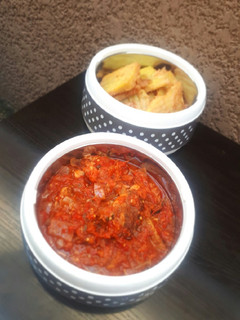 A picture of Golden yam with fish sauce.