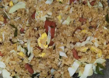 Masakan Populer Nasgor daging hamburger Enak Sempurna