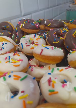 Una foto de Mini donas en máquina