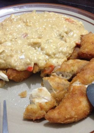 Foto resep Ayam fillet goreng kuah telur asin