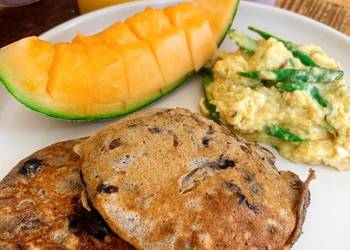 Ultimate Serving Recipe Banana pancakes with pecan nuts and fresh blueberries Home Style