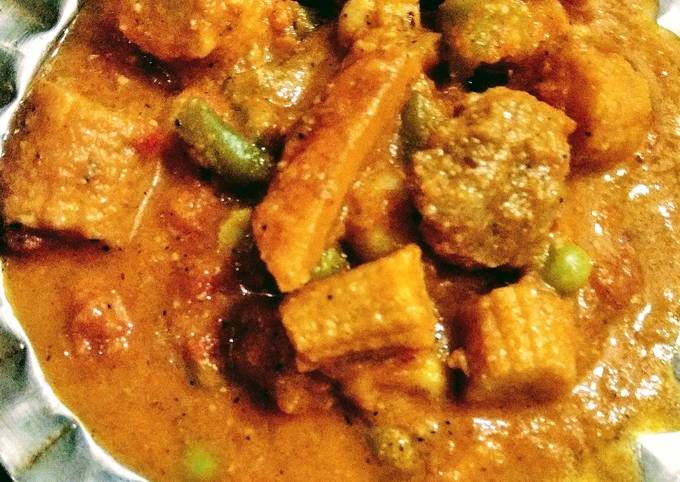 Recipe of Quick BabyCorn Sabzi with Mix Vegs