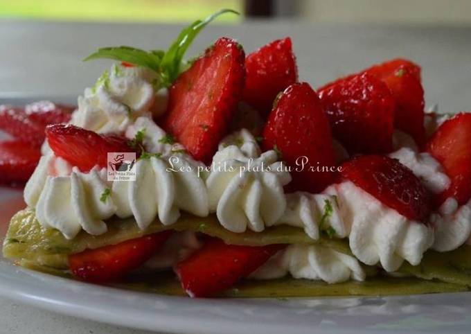 Lasagnes sucrées basilic, fraise et citron vert