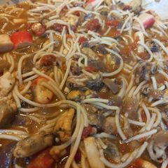 A picture of Bloody Mary Seafood Pasta.