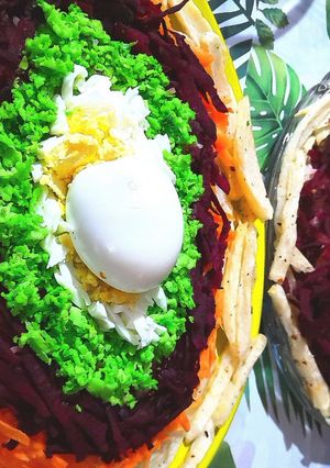 A picture of Multi layer veggies rice.