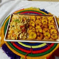 A picture of Fried plantain with scramble egg.