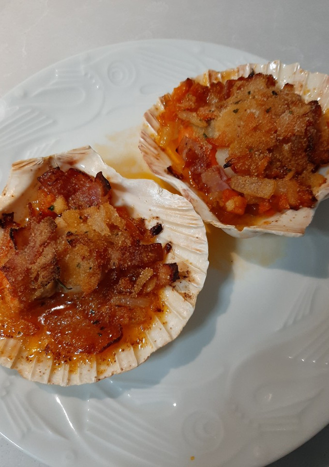 Una foto de Vieiras gratinadas
